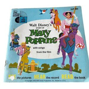 Vintage Walt Disney Story of Mary Poppins Disneyland Record & Book